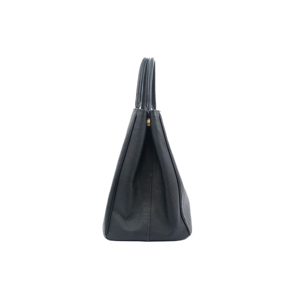 Good Condition Prada Black Leather Handbag with Gold-Tone Hardware Bags